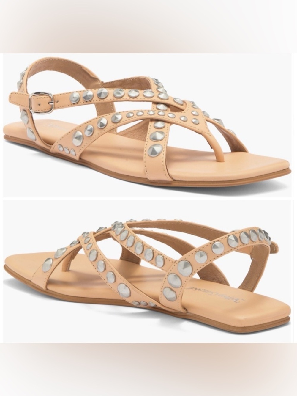 Jeffrey Campbell Xanthe Slingback Criss Cross Studded Beige Sandals 8/39 NEW